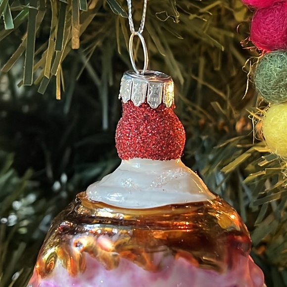 Blown Glass Hot Fudge Sundae Holiday Tree Ornament - Picture 2 of 6